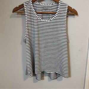 Athleta Navy and White Striped Cropped Tank Top